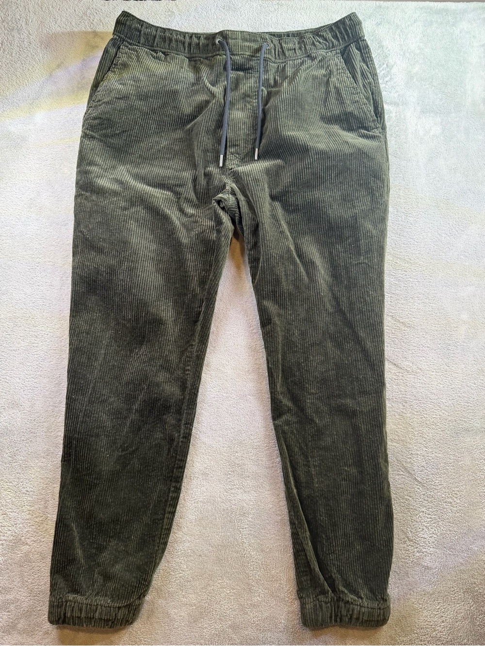 Men's Olive Green Corduroy Jogger Pants